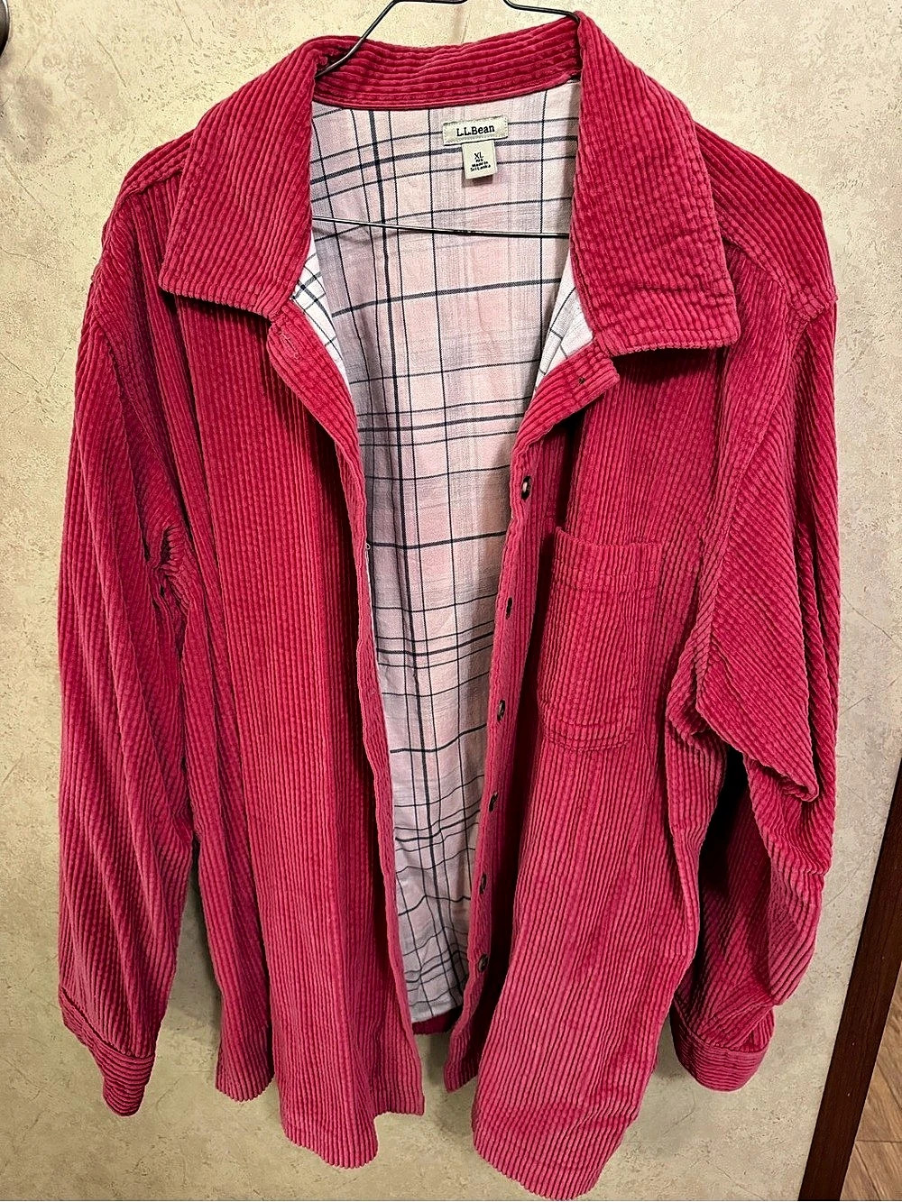 L.L.Bean Comfort Corduroy Big Shirt Jacket Pink XL